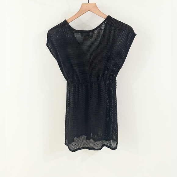 Jordan Taylor Beachwear Gofret Short Sleeve Cover Up Black Size Small - Picture 6 of 6